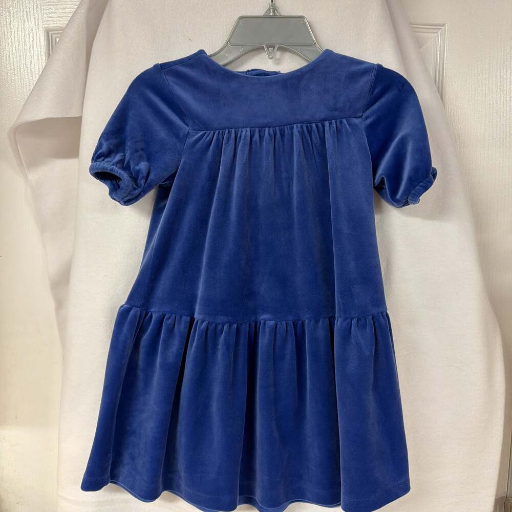 Hanna Andersson Girls blue Velour Dress sizer 4 (100)